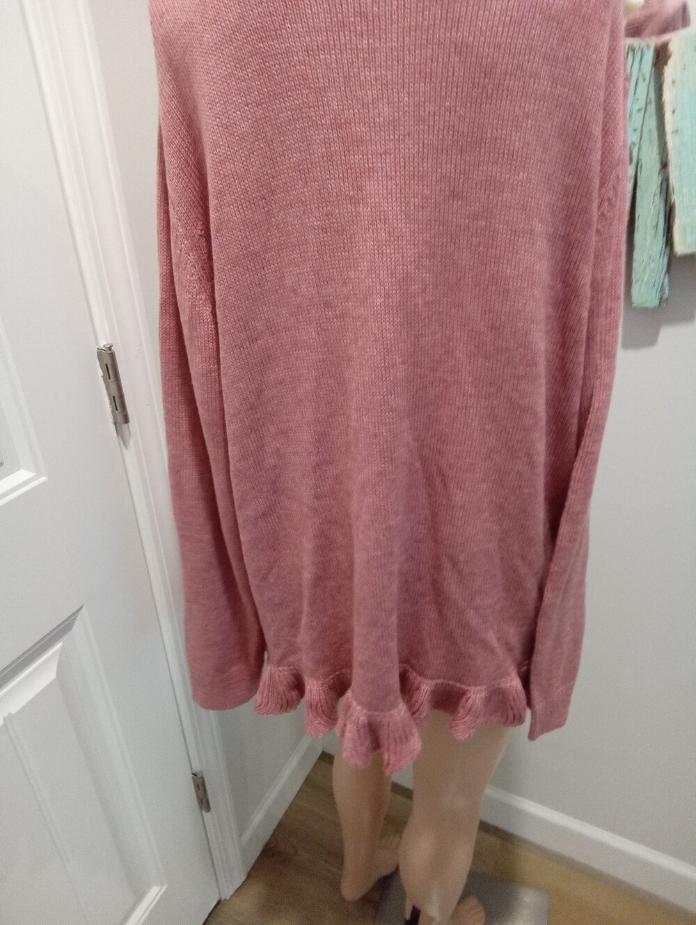 BloomChic Sz 12 NWT Pink Ruffled Rosette Knit Wool Blend Cardigan Sweater - Picture 8 of 13